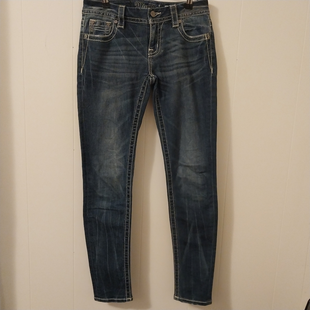 Miss Me Blue Skinny Jeans with Vintage Distressing MID RISE EASY SKINNY